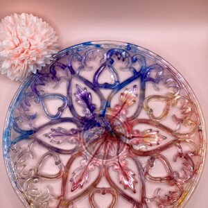 Tie Dye colored mandala styled trinket bowl/dish