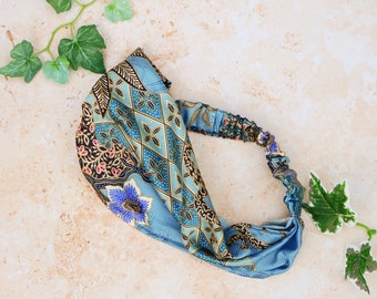 Indonesian silk headband, handmade hair scarf, vintage hair piece, hair accessories, bridesmaid wedding accessories, hair bow, Kimono Dragon