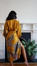 Long golden hour yellow silk blend kimono robe, christmas gifts, Dressing gown, Vintage kimono, silk robes for women, Japanese kimono, Maru 