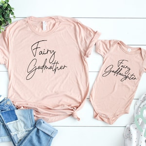 Fairy godmother shirt | fairy goddaughter shirt | matching god parents shirt | gift for baptism | gift for godparents | christening gift