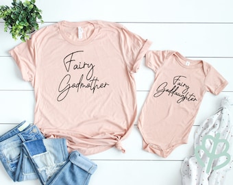 Fairy godmother shirt | fairy goddaughter shirt | matching god parents shirt | gift for baptism | gift for godparents | christening gift