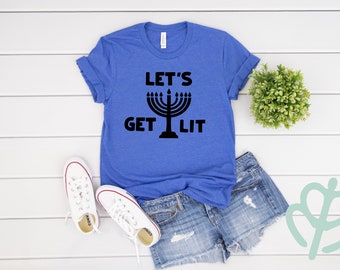 Lets get lit | hanukkah shirt | funny hanukkah shirt | gift for him | gift for her | holiday shirt | hanukkah party shirt | holiday party