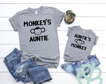 Monkey's auntie shirt, monkey shirt, Aunt and nephew shirt, aunt and niece shirt, gift for aunt , gift for her, Gift for sister, aunt gift