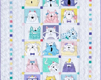The Catnip Cats DIGITAL PDF Quilt Pattern Applique Quilt Patterns Kid's ...