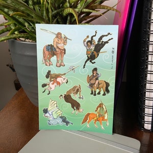 Centaur Fantasy Sticker Sheet, 7 Unique Centaurs as stickers on A6 sheet