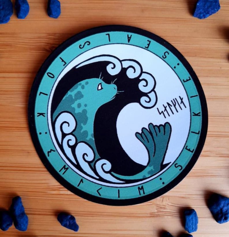 Selkie & Kelpie Stickers, Scottish folklore Designs with Futhark Runes image 3