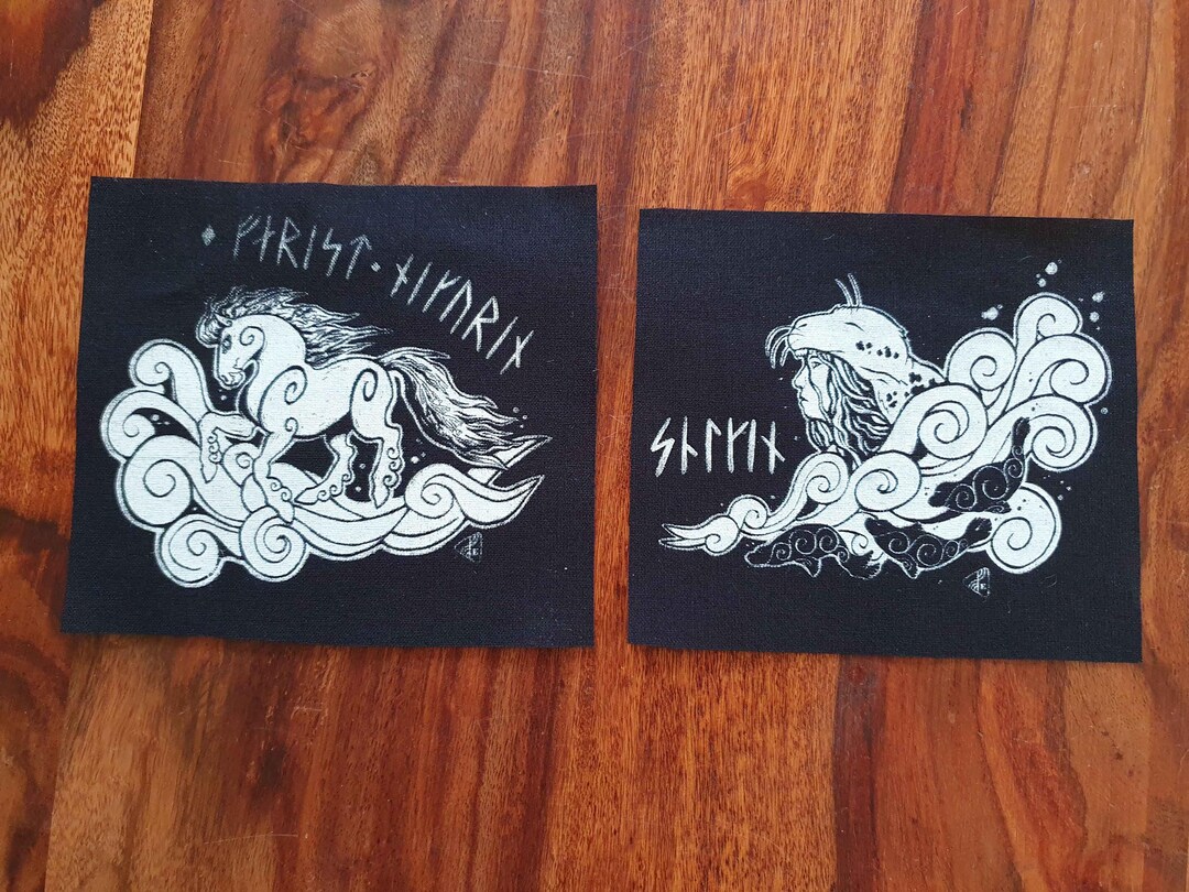 Sharp Runic Design Selkie and Kelpie Patch, Runic Designs Handprinted Onto 100% Cotton - Etsy