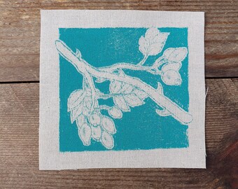 Rosehip Botanical Sew-on Patch, Handprinted onto 100% Cotton