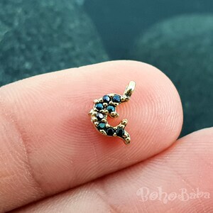Tiny Dolphin Pave Charms, Dainty Dolphin Ketting, Micro Pave Charms, Gold Dolphin, Cubic Zirconia, Black Zirconia Charms, Bruidssieraden