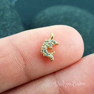 Gouden Dolfijn Charms, Tiny Micro Pave Dolphin Charm, Clear Zirconia Charm Bevindingen