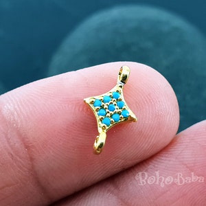 Winzige Pave Charms, zierliches Gold Armband, Pave Connector Charms, Blauer Zirkonia Charms, Winzige Stern Charms, Diamant Form Charms, Brautschmuck
