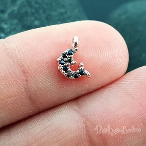Tiny Dolphin Pave Charms, Dainty Dolphin Ketting, Micro Pave Charms, Rose Gold Dolphin, Cubic Zirconia, Black Zirconia, Bruidssieraden