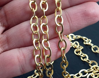 Large Gold Chain, Oval Link Chain, Jewelry Chain, Gold Chain, 1 Meter, Unsoldered Link, Necklace Chain, Jewelry Supplies, Cable Chain
