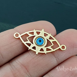 Gold Evil Eye Charm, Evil Eye Connector, Evil Eye Jewelry UK Supplies, Evil Eye Findings