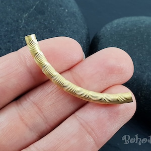 Curved Tube Beads, Gold Tube Beads, Spacer Tubes, Textured Tube Beads, Curved Tubes, Jewelry Tube, Gold Tube, Necklace Tube, Bracelet Tubes