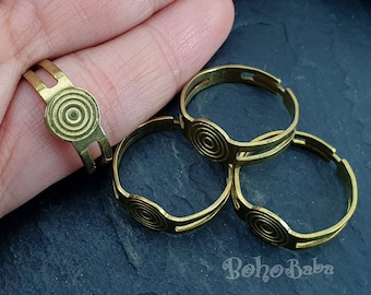 Raw Brass Ring Blanks, Brass Band Ring, Adjustable Ring, Ring Blank, Ring Base, Raw Brass Hoop, Loop Connector, Raw Brass Findings, 6 Pc