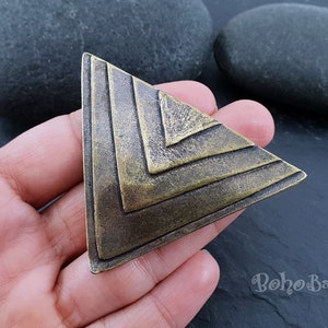 Großer Bronze Dreieck Anhänger, Bronze Geometrischer Schmuck, 1 Stück