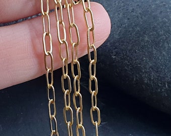 Gold Paperclip Chain, Delicate Gold Chain, Oval Link Chain, Matte Gold Chain, 1 Meter, Gold Necklace Chain, Dainty Cable Link Chain