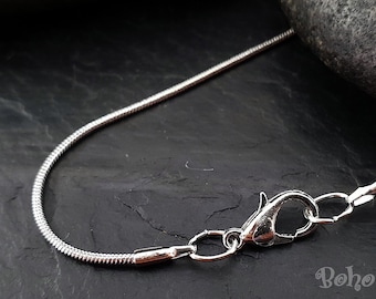 Cadena de serpiente plateada con cierre de langosta, collar terminado Cadenas de plata, collar listo para usar