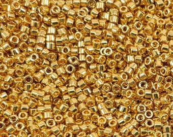 Miyuki Delica Beads, 11/0 DB31, 24kt Gold Plated, 5 Grams