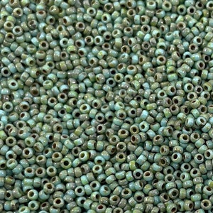 Miyuki Seed Beads, Round Rocailles 15/0, 4514, Picasso Opaque Seafoam Green, 5 Grams