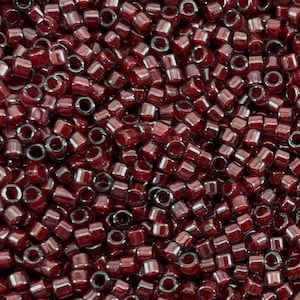 Miyuki Delica Beads, 11/0 DB0280, Color Lined Crystal Dark Plum Luster, 5 Grams