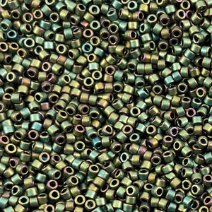 Miyuki Delica Beads, 11/0 DB0324, Matte Metallic Green Iris, 5 Grams