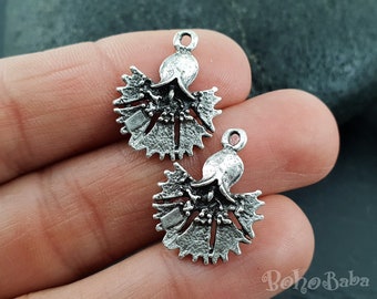 Silver Carnation Charms, Carnation Pendants, Flower Jewelry Supplies, Silver Jewelry Findings, Earring Findings, 4 Pcs