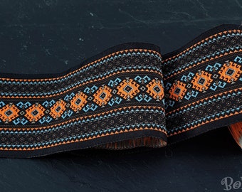 Jacquard Ribbon, Jacquard Trim, Wide Trim, 50mm Wide, Embroidered Woven Ribbon, Ethnic Ribbon, Tribal Pattern Ribbon, 1 Meter - 1.09 Yards