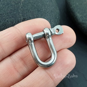 Silver U Clasp, Shackle U Clasp, Leather Craft Finding, Leather Clasp, Cord Clasp Connector, Men Bracelet Clasp, Nautical Jewelry, 2Pc