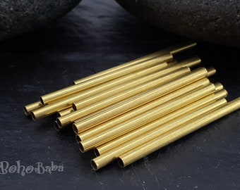 50/100 Pezzi Di Perline Distanziatrici In Ottone Grezzo A Tubo Corto, Perline In Ottone A Tubo Rotondo, Componenti Per Gioielli In Ottone Da 10 Mm - Italia - Foto 2