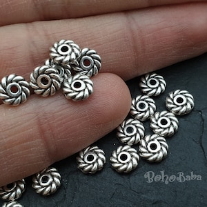 Silver Saucer Beads, Silver Spacer Beads, Silver Plated, Mini Saucer Beads, Round Beads, Jewelry Spacer Beads, Silver Donut Beads, 25Pc