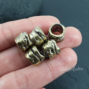 Bronze Tube Spacer Beads, Bronze Jewelry Spacers, Large Hole Beads, Barrel Spacer Beads, 4pc