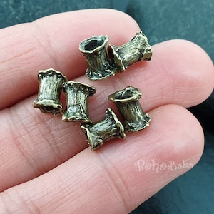 Bronze Tube Spacer Beads, Bronze Mala Beads, Tibetan Jewelry Beads, Bronze Bracelet Beads, 6Pc