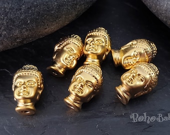 Gold Buddha Beads, Tibetan Beads, Gold Mala Beads, Gold Spacer Beads, Yoga Beads, Gold Bali Beads, 3 Pc