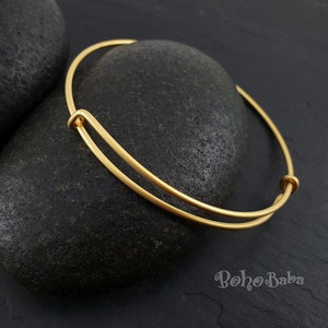 Adjustable Gold Bangle, Gold Plated Bangle Bracelet, Bangle Blanks, Charm Bracelet, Brass Jewelry Findings, 1Pc