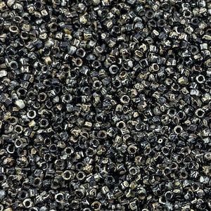 Miyuki Delica Beads, 11/0 DB2261, Opaque Black Picasso, 5 Grams