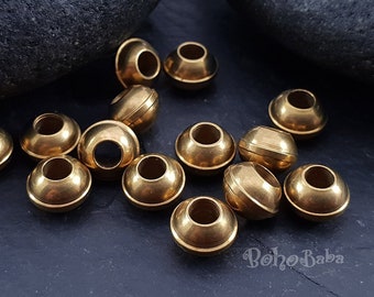 Solid Brass Beads, Raw Brass Spacers, Large Saucer Beads, Ball Spacer Beads, Raw Brass Balls, Brass Findings, Brass Spacers, 10 Pc