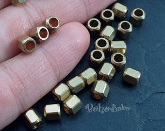 Brass Tube Beads, Raw Brass Spacer Beads, Brass Tubes, Solid Brass Findings, 20 Pc