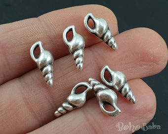 Encantos de concha de plata, encantos de concha diminuta, encantos de mini gota, encantos de concha de plata, 10 piezas