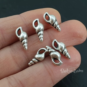 Muschel Charms, 10 Stück Silber Muschel Charms, kleine Muschel Charms, Mini Drop Charms