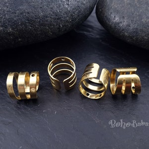 Raw Brass Ear Cuffs, Dangle Ear Cuff, Brass Ear Cuff, Earring Findings, 3 Holes, Non Pierce Ear Cuff, Raw Brass Jewelry Components, 10 Pc