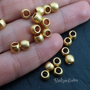 Ball Spacer Beads, Gold Spacer Beads, Round Gold Beads, 6mm Ball Beads, Jewelry Spacer Beads, 10 Pc
