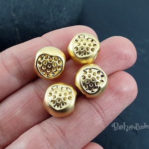 Grandes perles d’or, perles de Mala d’or, perles à grand trou, perles d’espacement en or tribal, perles d’espacement ovales, 2 Pc