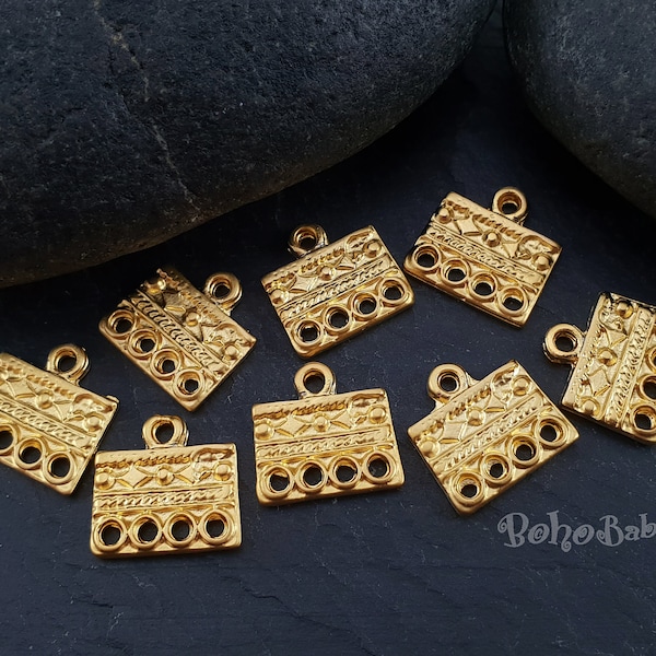 Gold Connectors, Multi Strand Connectors, Earring Connector, Jewellery Components, Multi Link Connectors, Strand Reducer, Gold Jewelry, 4pc