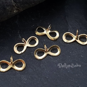 Gold Plated Infinity Charms, Tiny Infinity Charms, Infinity Findings, 3 pc