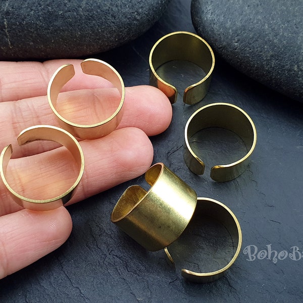 Raw Brass Ring, Brass Band Ring, Adjustable Ring, Ring Blank, Ring Base, Raw Brass Hoop, Loop Connector, Raw Brass Findings, 4 Pc