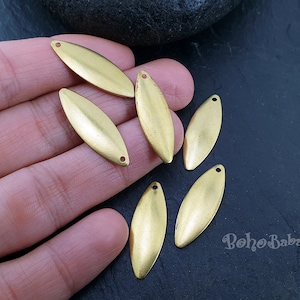 Raw Brass Marquise Charms, Brass Earring Drop Charms, 25 Pc