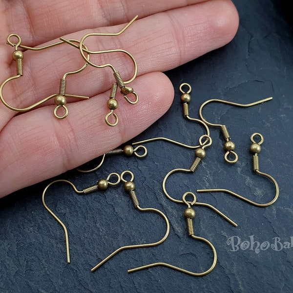 Raw Brass Earring Hooks, Brass Hook Earrings, Brass Earring Blanks, Fish Hook Ear Wires, Brass Ear Wire, Thin Hook Earrings, 50 Pc