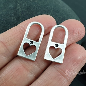 Ciondoli in argento con lucchetto, ciondoli a cuore in argento antico, 6 pezzi